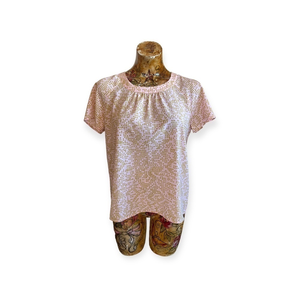 Collective Concepts blouse top pink polka dots short sleeve